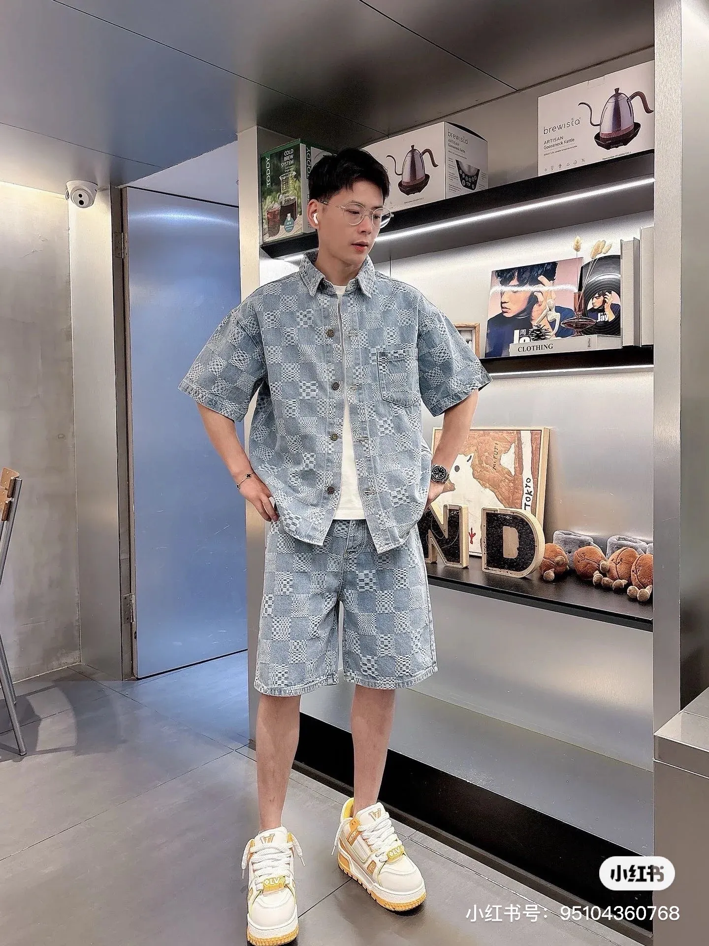 Louis Vuitton/Louis Vuitton checkerboard suit denim shorts